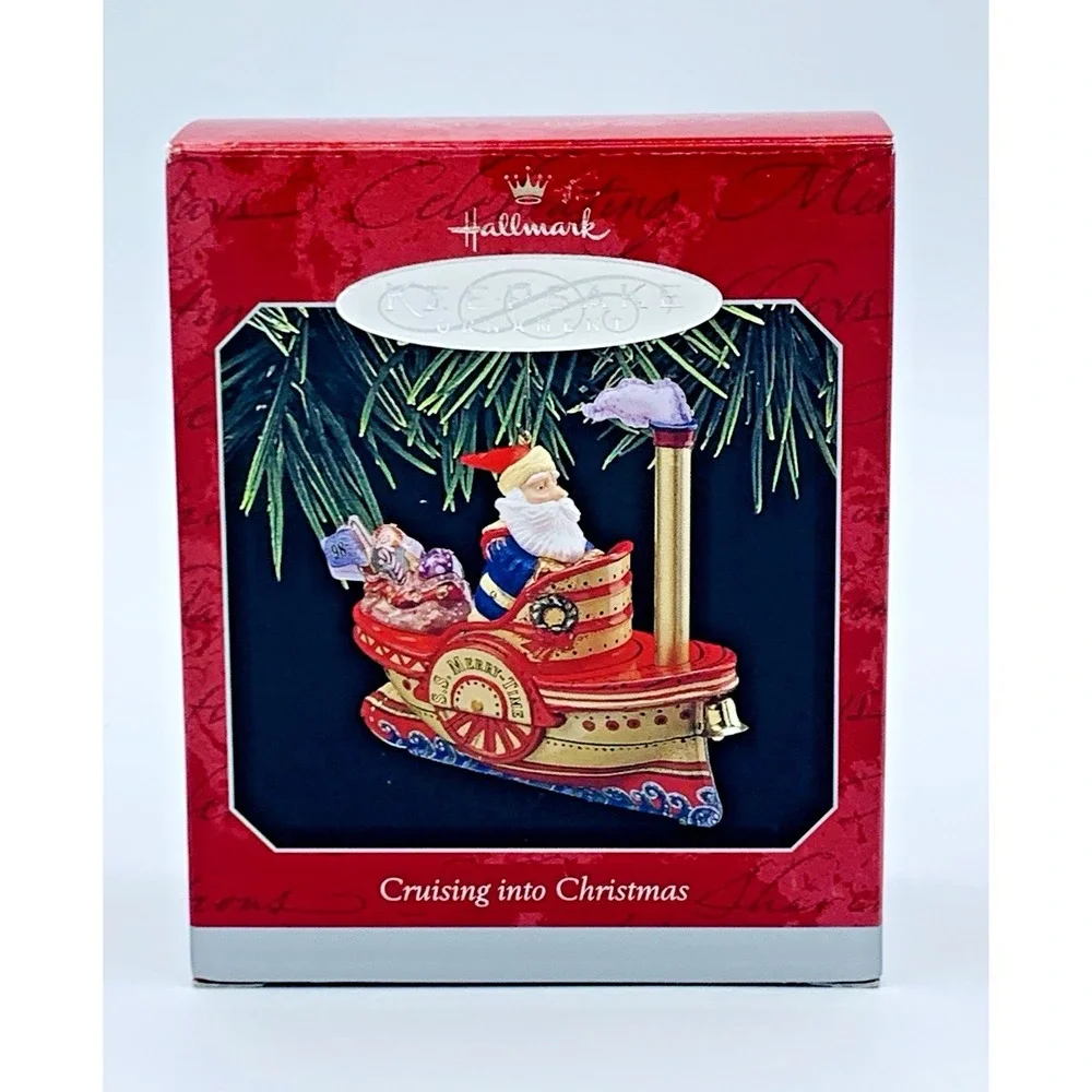 Hallmark 1998 Cruising Into Christmas Handcrafted Tin Keepsake Ornament‎ MIB